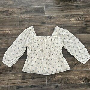 Free Assembly Women's Square Neck Top with Blouson Sleeves 3XL XXL